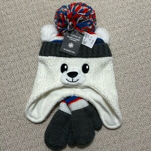 NWT - Polar Bear Hat And Mittens Set.  Size XS (6-12 months).